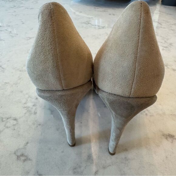 Cole Haan w/Nike Air Chelsea Double Platform Pump. Nude Calf Hair Suede. Size 7 - Picture 4 of 9